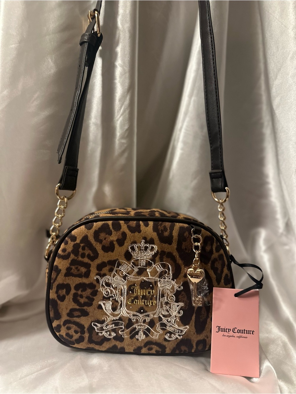 Juicy Couture Leopard Print Crossbody Bag with Gold Accents